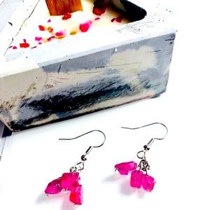 Rubies raw unpolished crystal cluster earrings